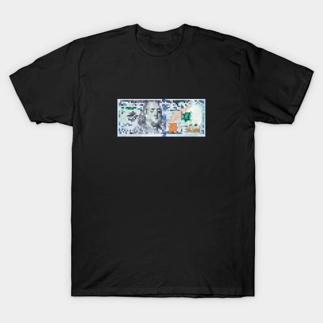 100 Dollar Bill Pixelated T-Shirt by Cartoons by NICO